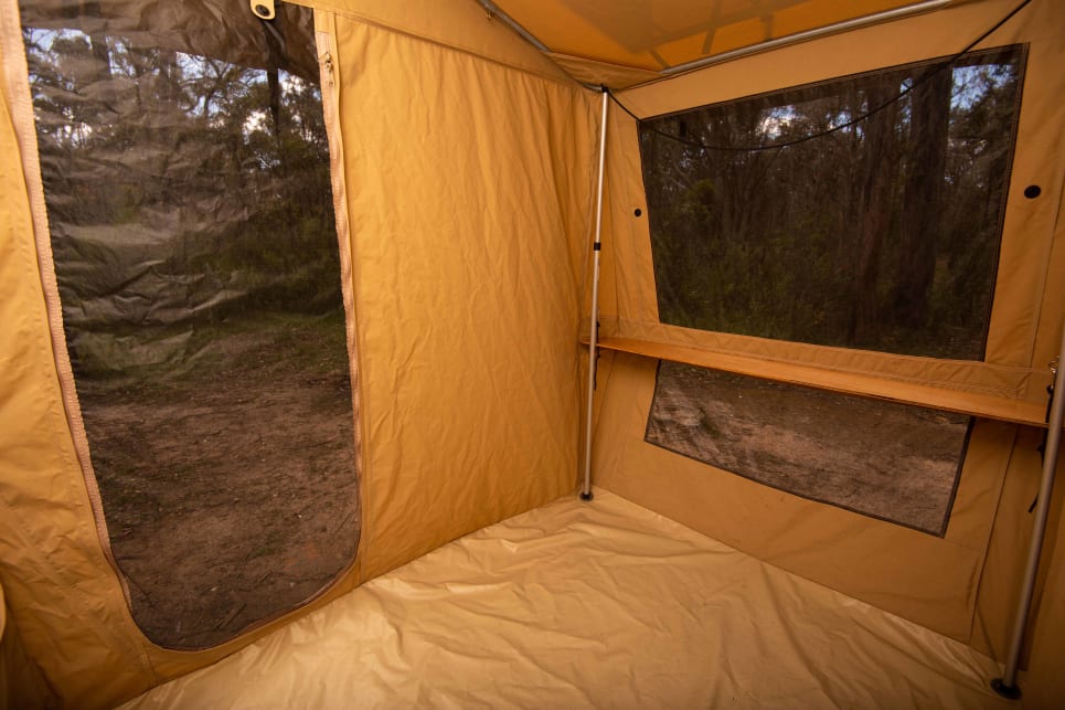 With a solid floor, large tent area and big bed, the Tvan’s very comfortable. 