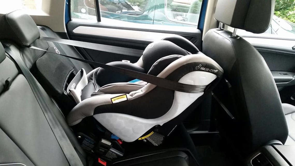 No worries here for the rearward-facing seat, fitted with ISOFIX mounts and the requisite top tether over the seatback.  