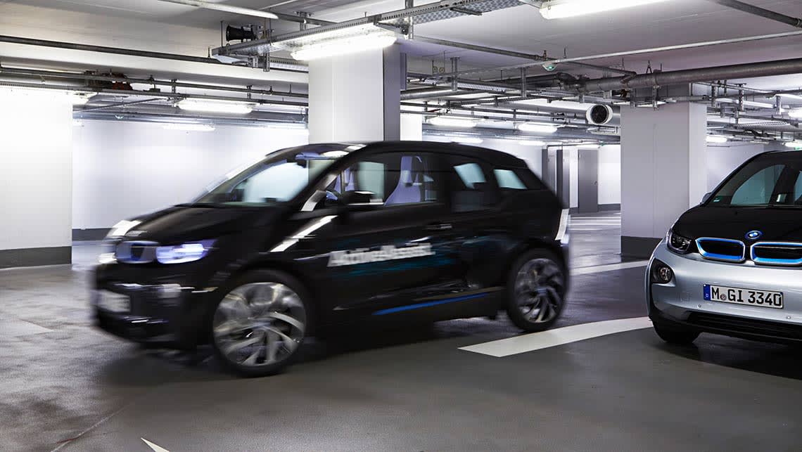 BMW's prototype technology allows a car to park itself autonoumously.