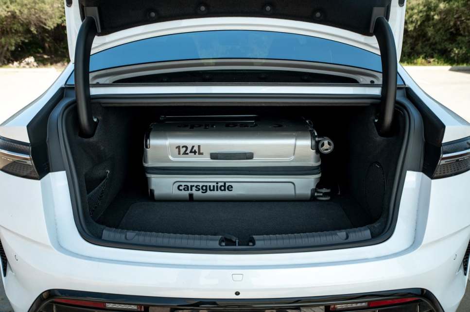 The boot could only fit the largest CarsGuide luggage case alongside the smallest one. (Image: Tom White)