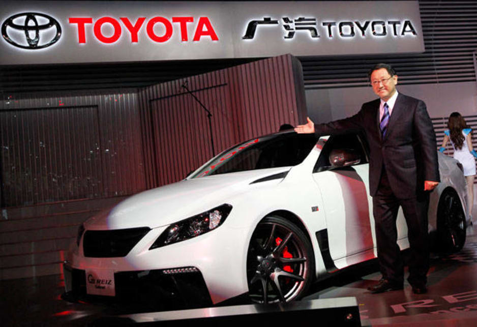 Toyota President, Akio Toyoda, presents the Toyota G's Reiz concept car.