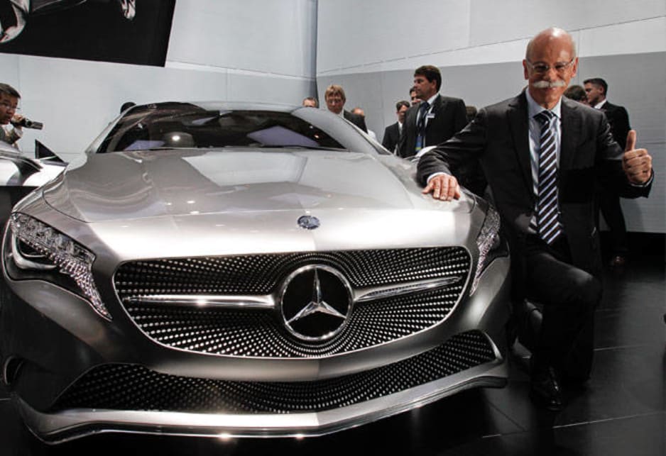 Dieter Zetsche, Daimler AG CEO, poses with the Mercedes A Class concept car.