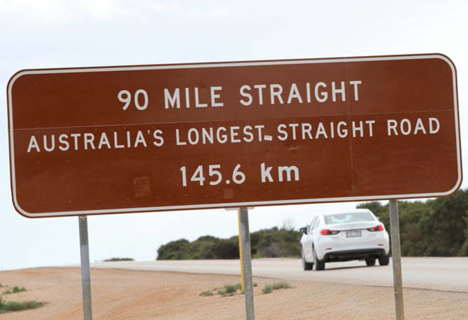 Start of Australia's longest stretch of straight road.