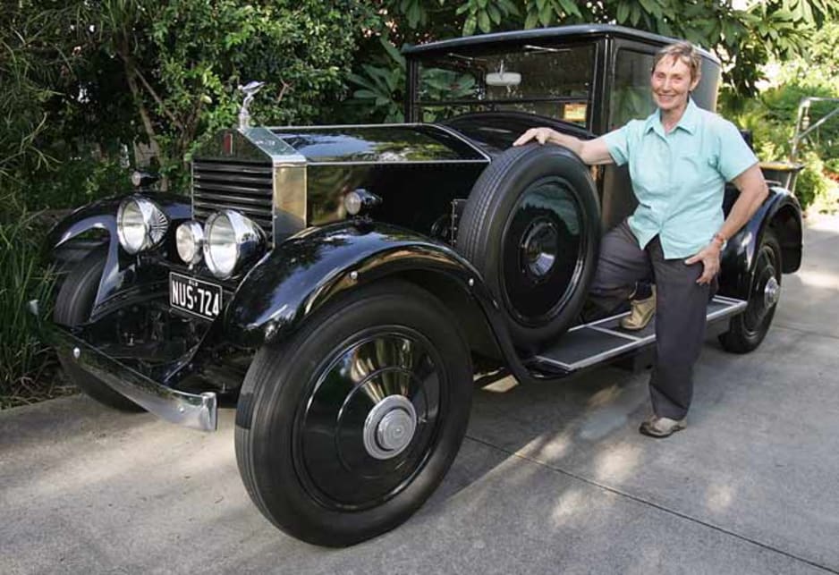 Sue Dunstan with her 1926 20hp Rolls-Royce.