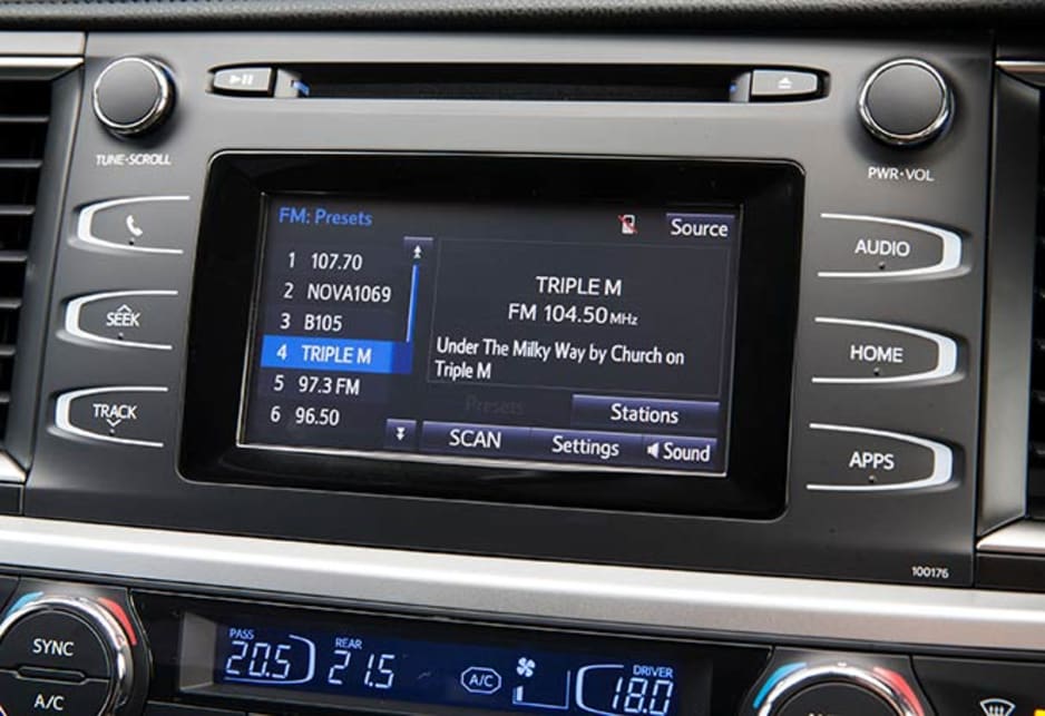 2014 Toyota Kluger GX and GXL 6.1-inch multimedia display. 
