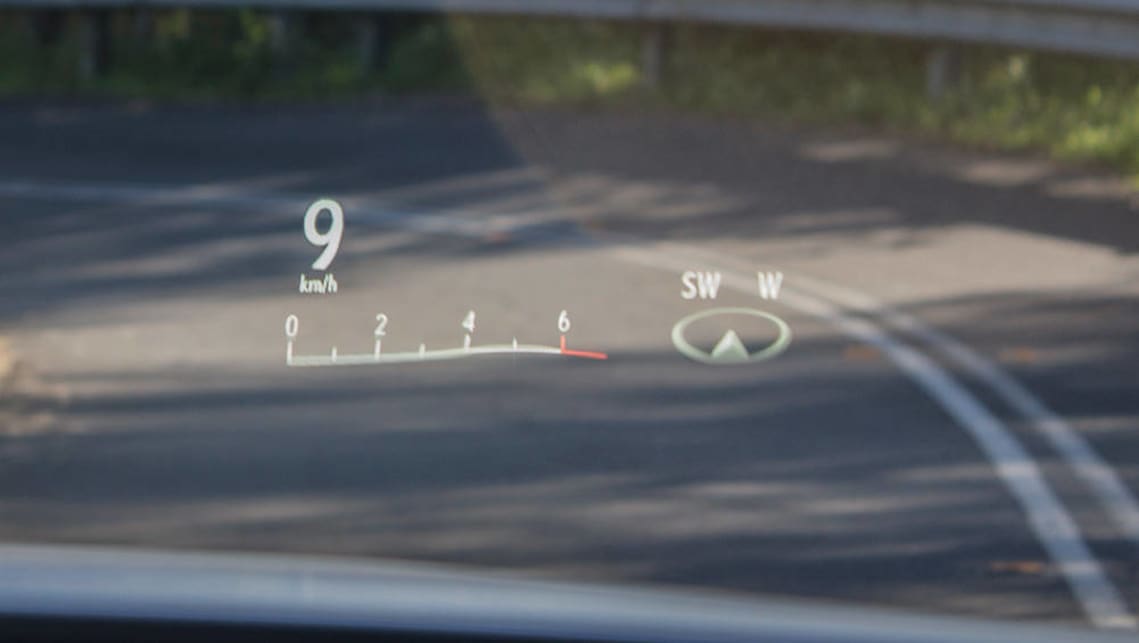 The 2016 F Sport's heads up display.
