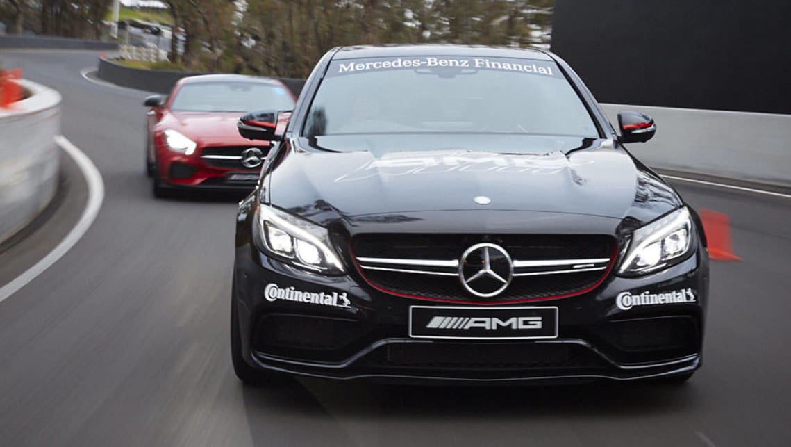 Mercedes-Benz C63 AMG and AMG GT S at Mount Panorama, Bathurst.