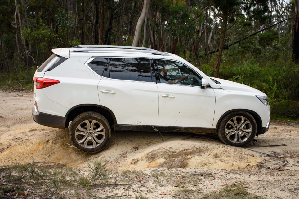 The SsangYong  made it up the climb with decent axle droop and surprising grip.
