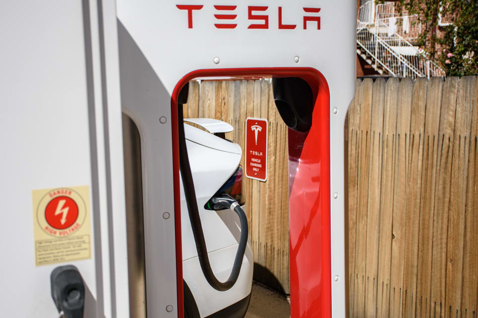 This is a Telsa Supercharger charge point. (image: Tom White)