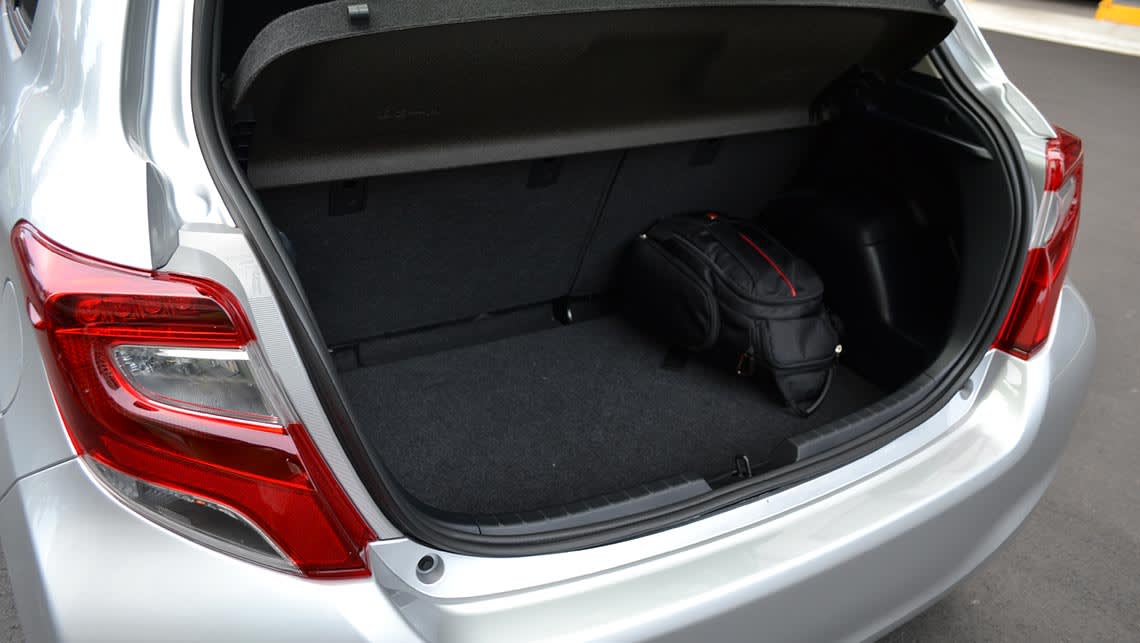 The Yaris's 286-litre boot is smaller than the Jazz, but near identical the the new Mazda2.