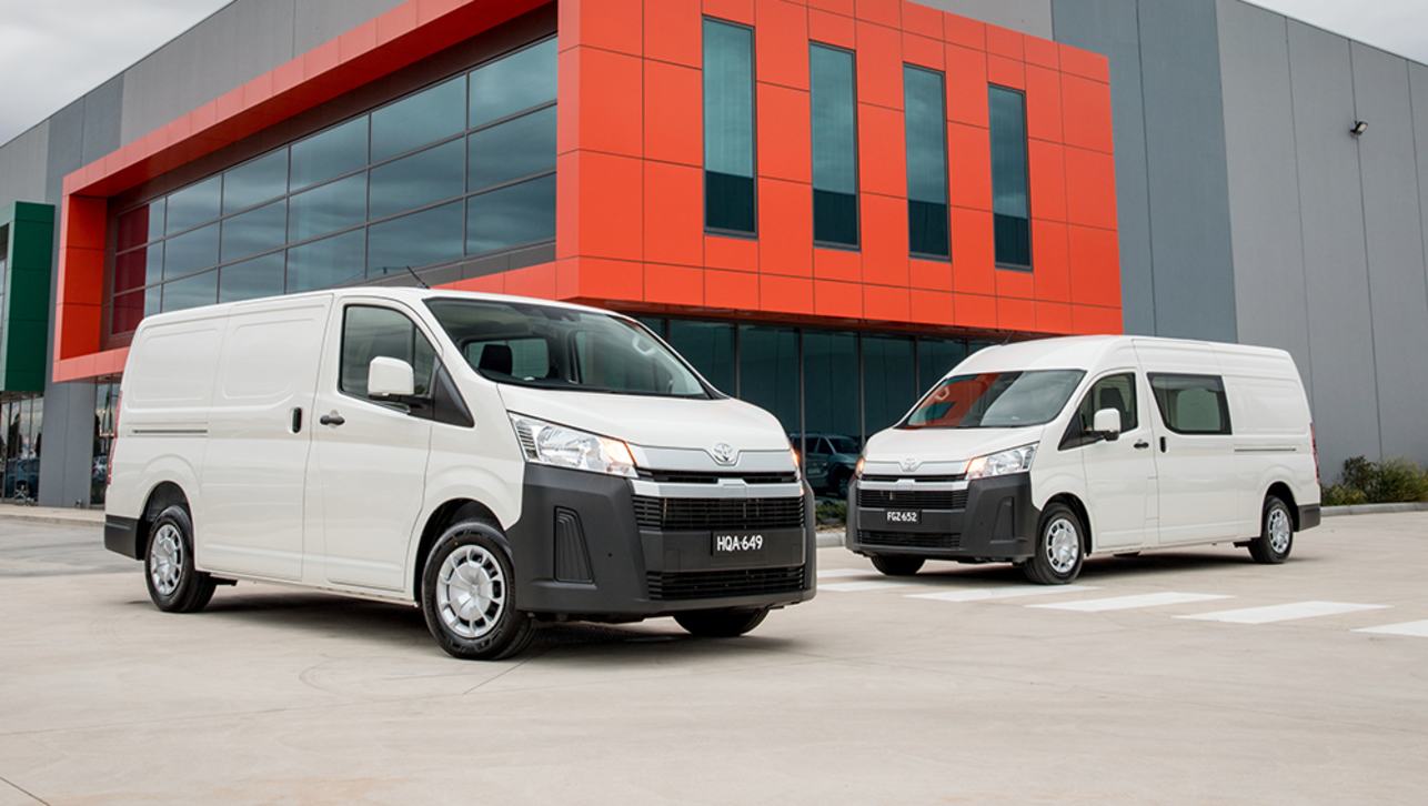 The HiAce (pictured) and Granvia have been given an automatic emergency call function.