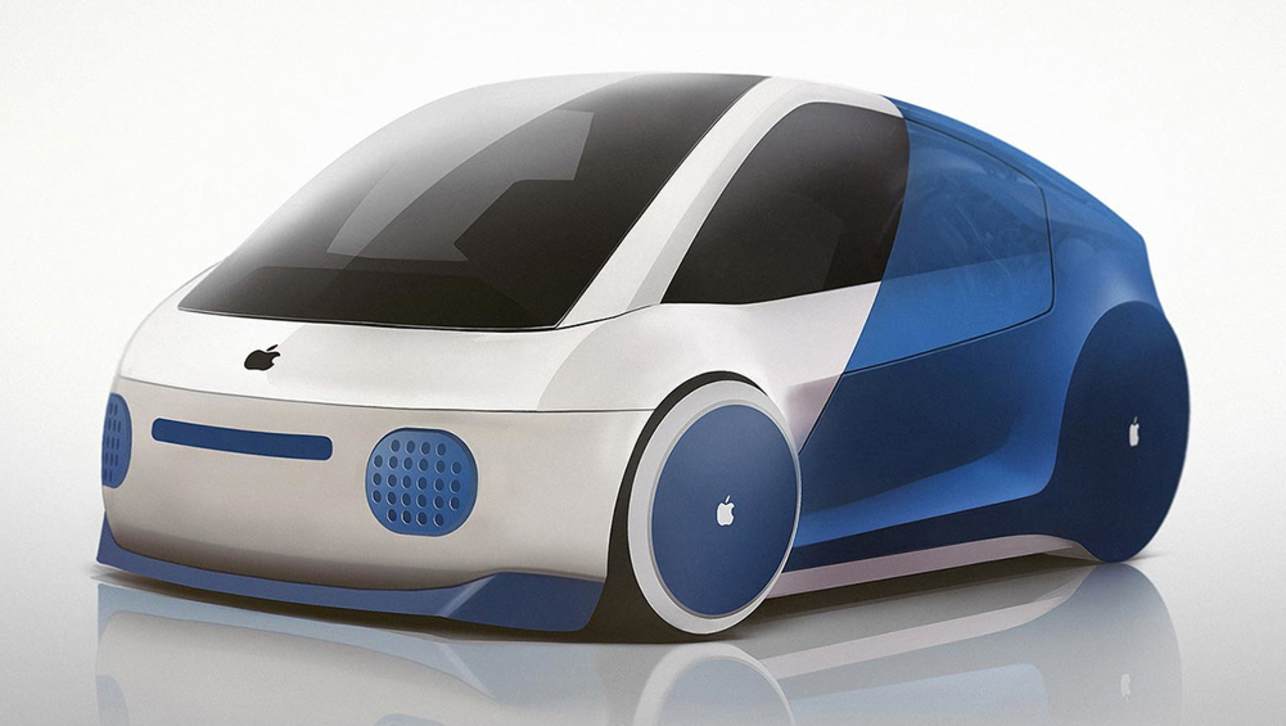An artist’s impression of what the iCar could look like if it was inspired by the iMac G3. (Image credit: ClickMechanic)