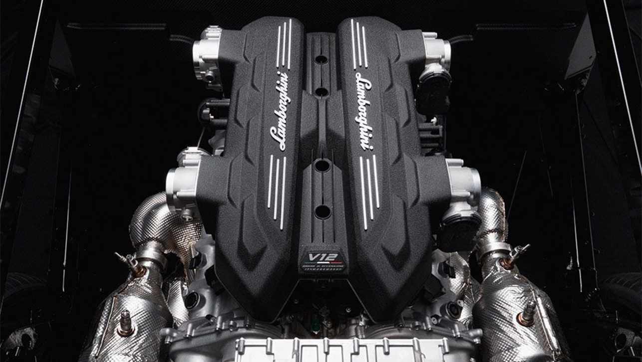 The V12 in the LB744 is “the lightest and most powerful 12-cylinder engine ever made by Lamborghini”.