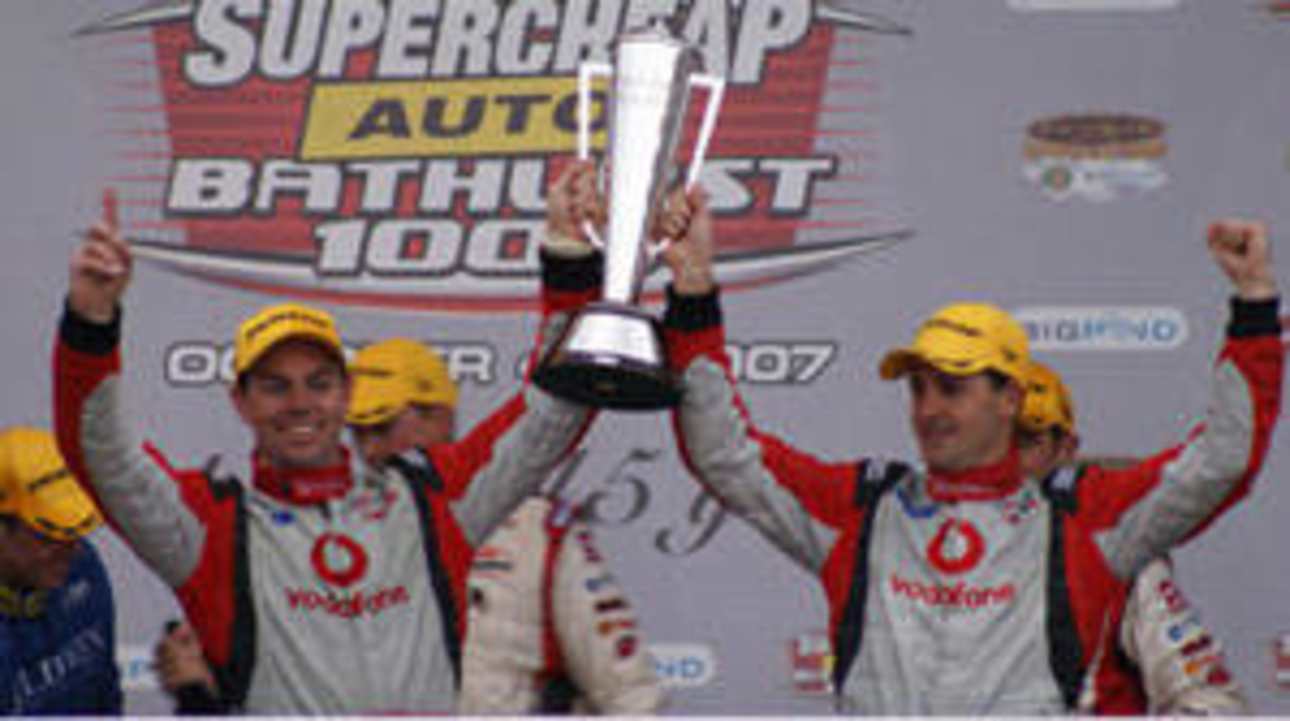 Craig Lowndes and Jamie Whincup win the 2007 Bathurst 1000.