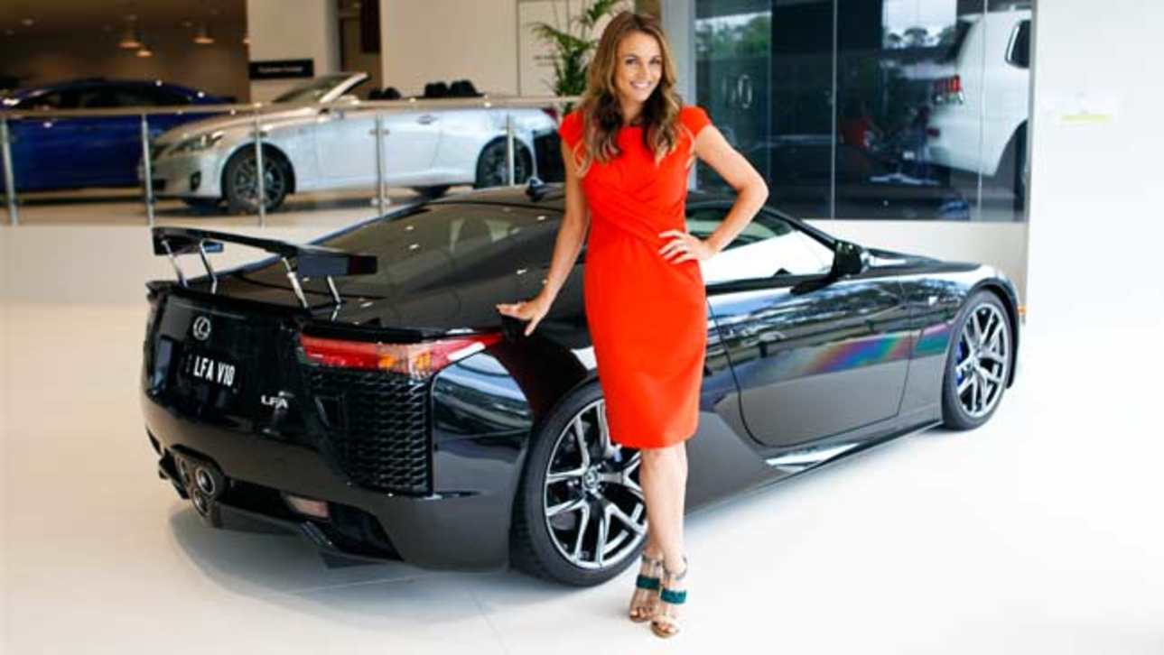 Natalie Gruzlewski with the LFA Supercar at the launch of the new Lexus showroom in Southport. Photo Brian Usher