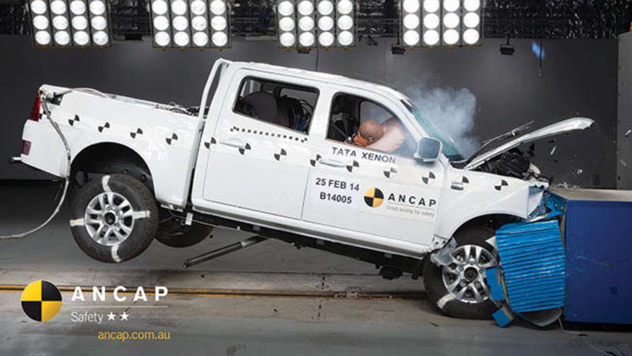 The Tata Xenon ute in a crash test performed by ANCAP.