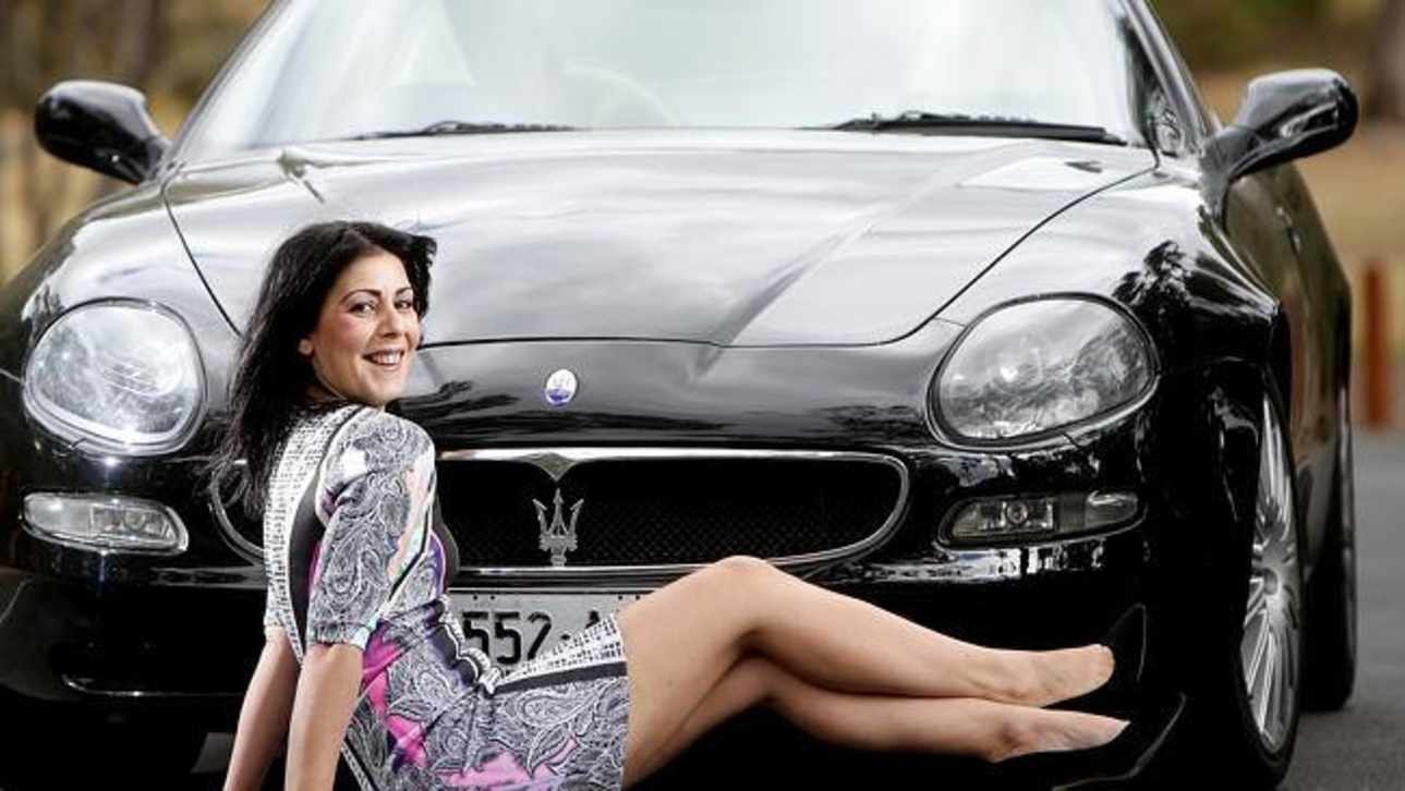 Adelaide woman Pam Russo with her Maserati. Source: News Limited