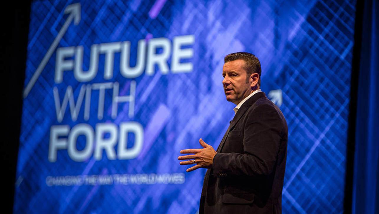 Ford Australia boss Graeme Whickman speaking at this week&#039;s Future with Ford conference.