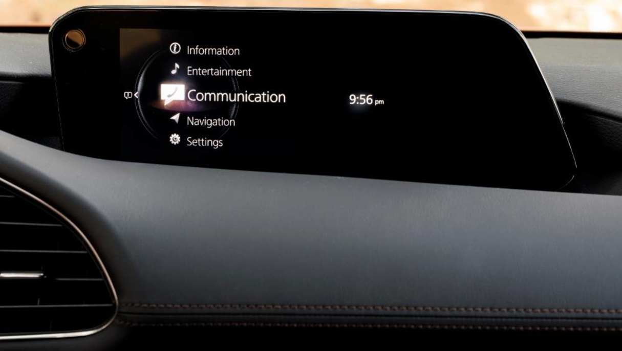 The camera in the new Mazda 3 is mounted alongside the infotainment screen