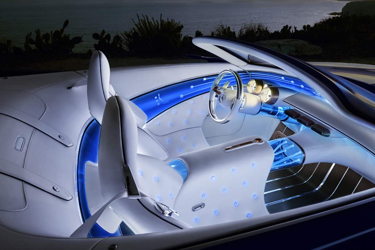The interior is a technological tour de force with its floating, transparent centre tunnel, and dual head-up displays.
