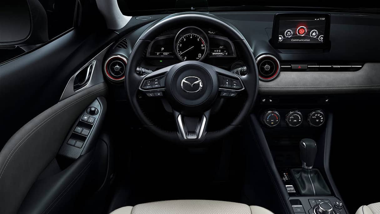 The CX-3 has been upgraded with an electric park brake, which has freed up cabin space.