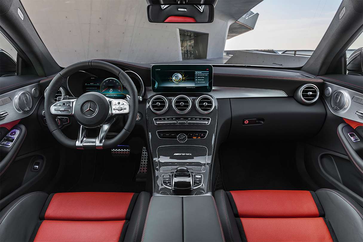 The facelifted C 63 debuts a new generation AMG flat-bottom sports steering wheel.