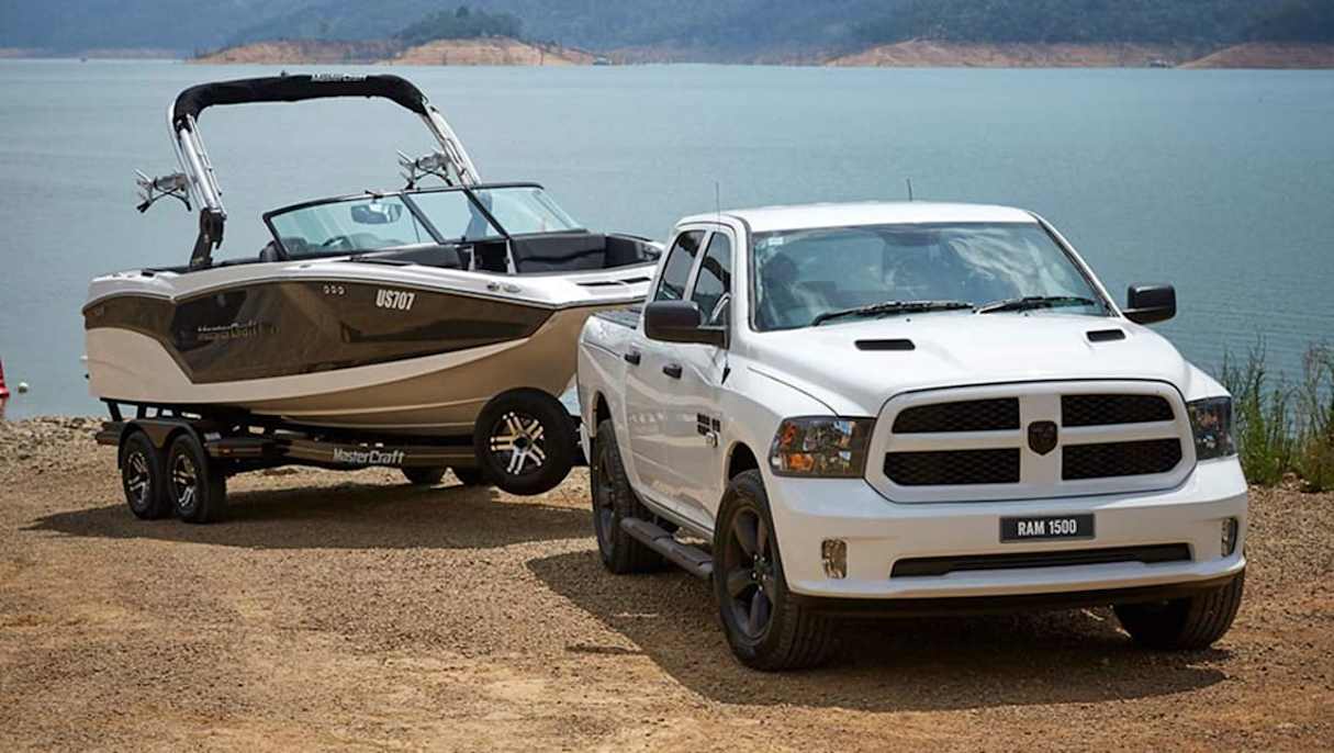 The Ram 1500 is rated to tow up to 4500kg (4.5 tonnes).