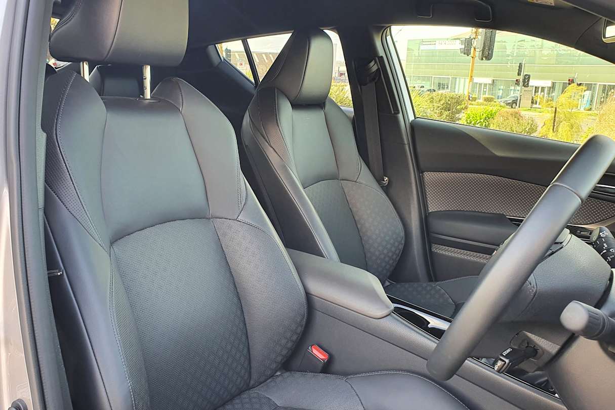 Inside C-HR Koba scores leather-accented seats.