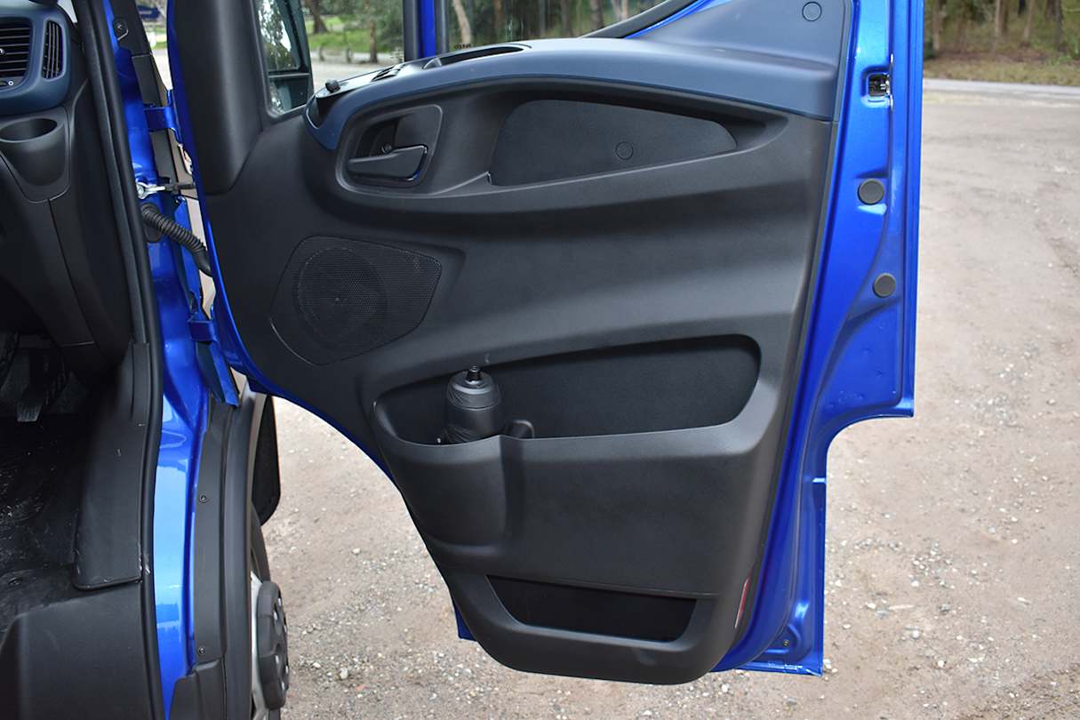 The driver’s cab offers large and small-bottle holders.