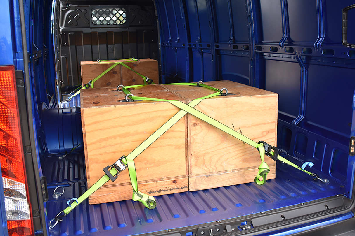 We forklifted 1540kg of weight blocks into the cargo bay.