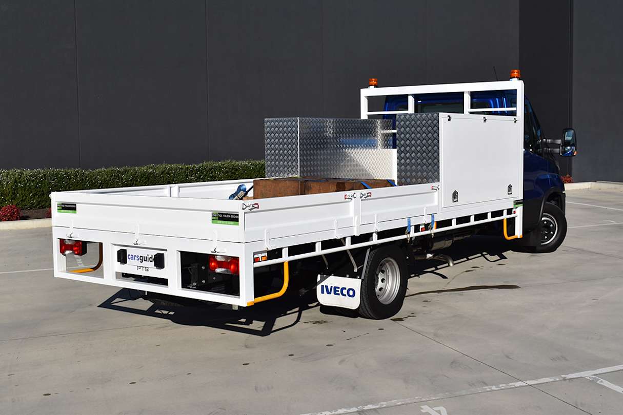 Our test vehicle is also fitted with a Prestige Truck Bodies steel tray-body.