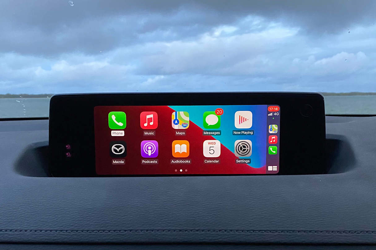 The 8.8-inch screen placed deliberately out of reach on top of the dashboard.