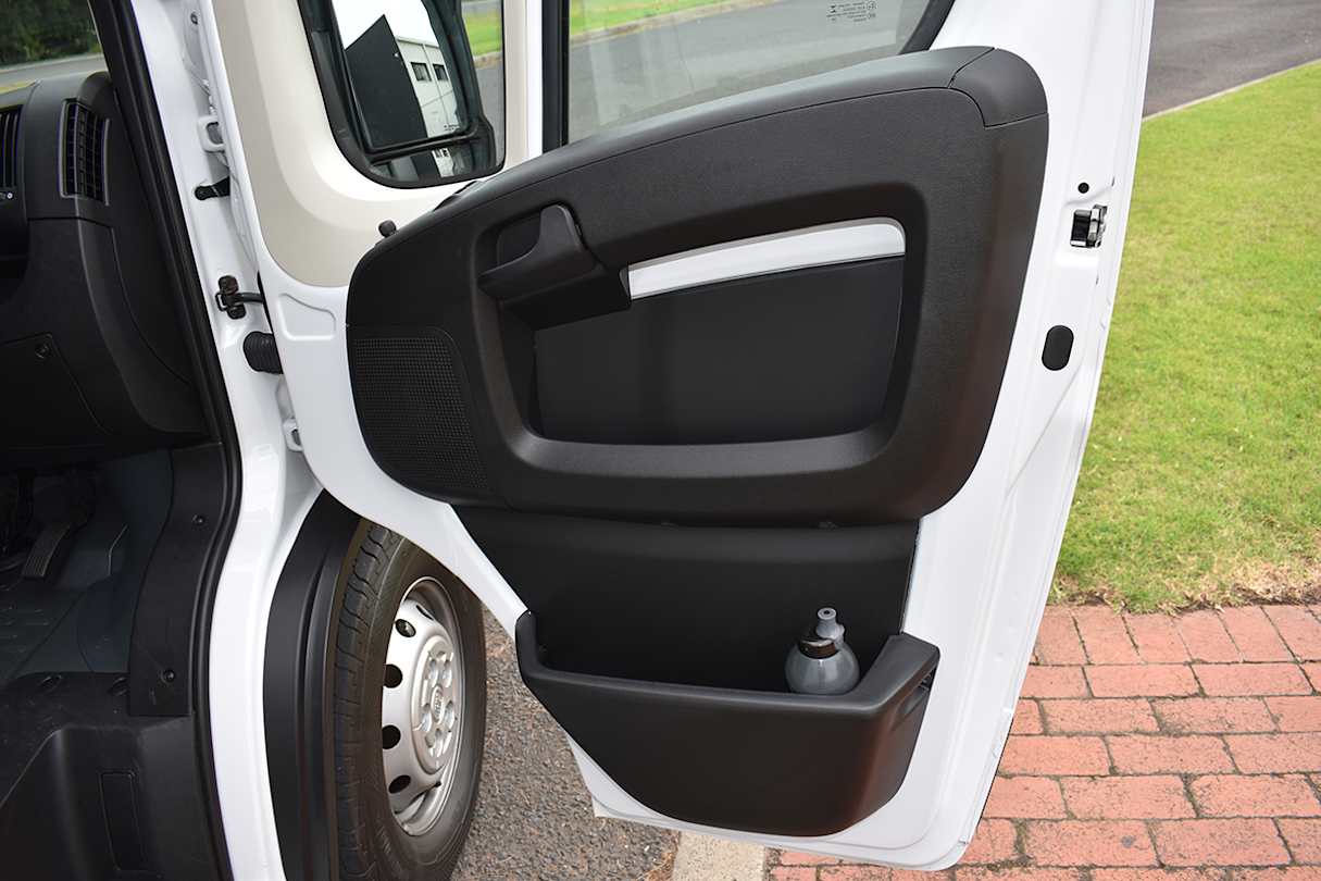 There’s plenty of cabin storage too, with large-bottle holders and two levels of storage bins in each front door. 