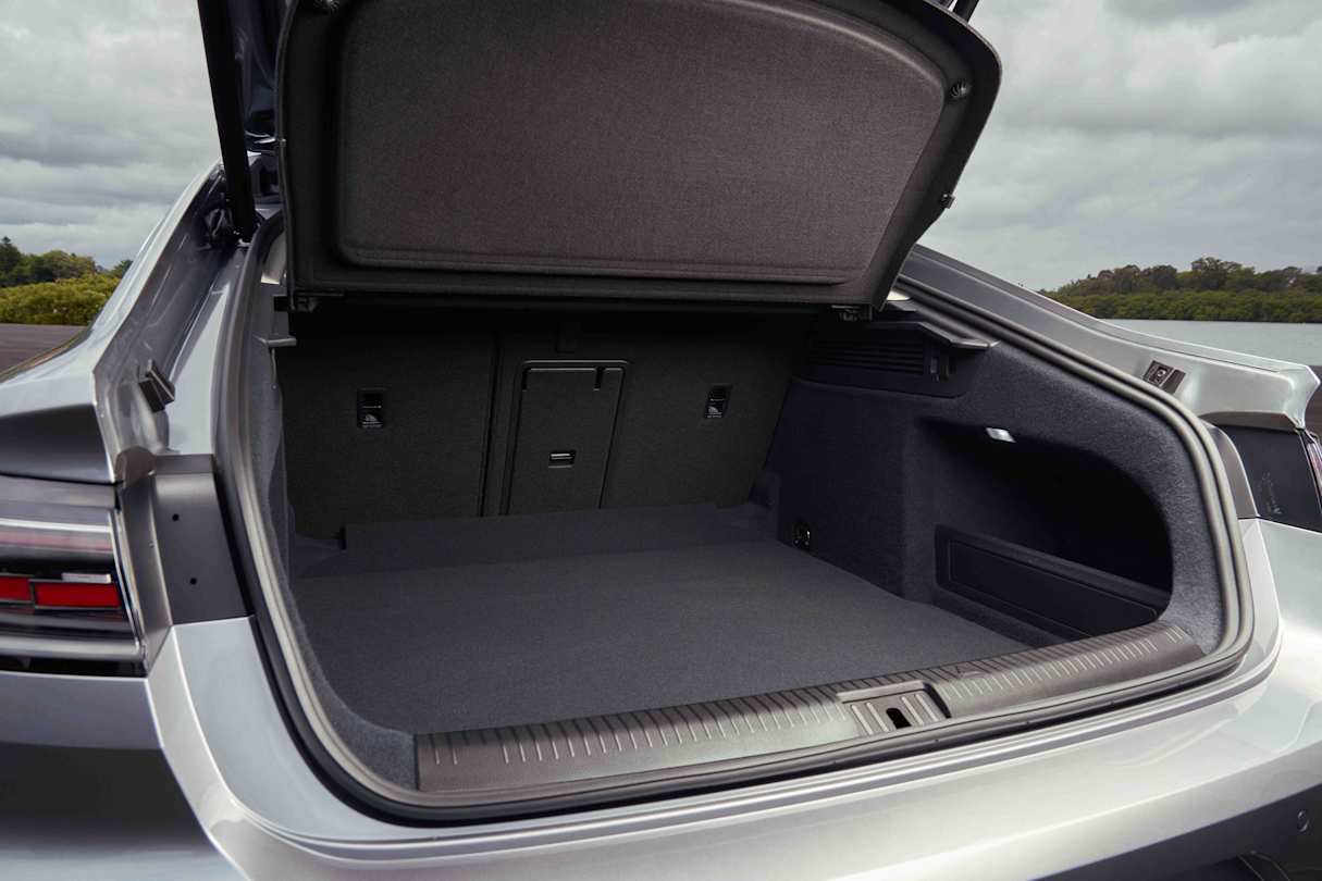 The Arteon serves up 563L of boot space with the rear seats in place, and 1557L with the back pews folded. (140TSI Elegance pictured)
