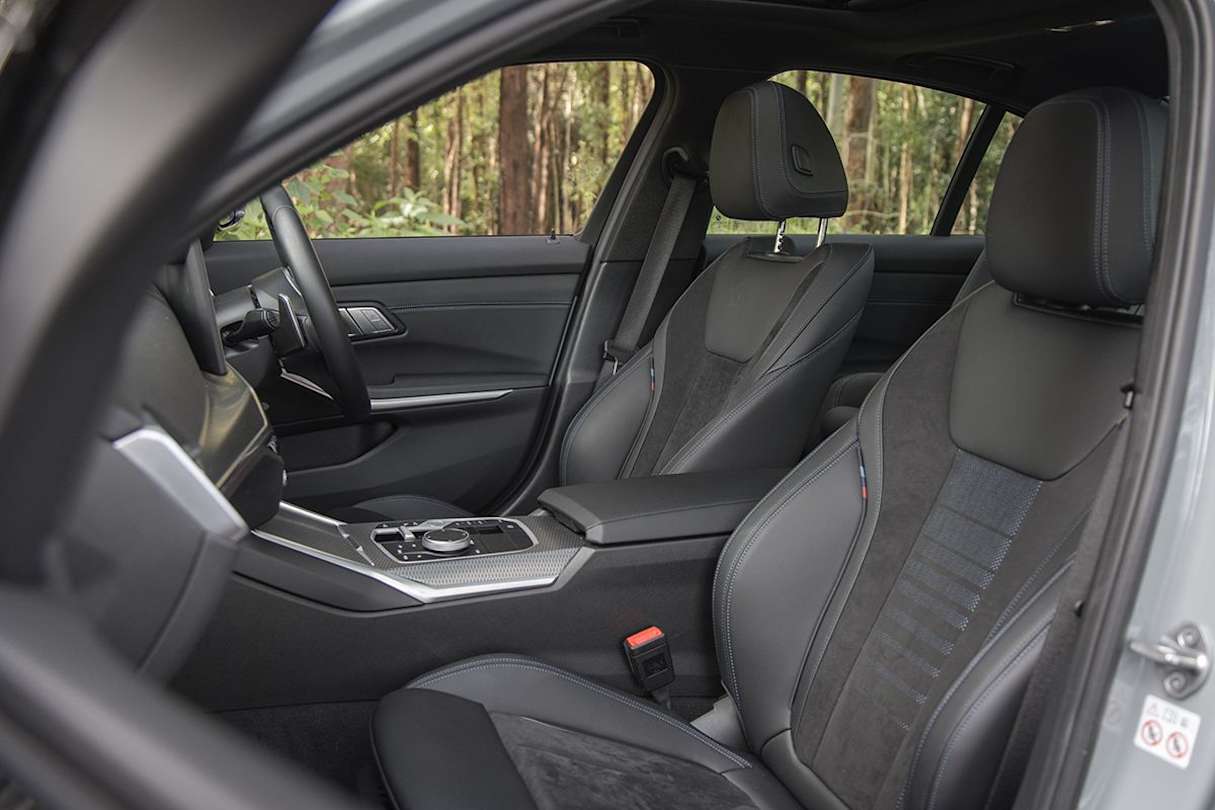 There 320i's seats are a mix of synthetic leather and cloth. (Image: Glen Sullivan)