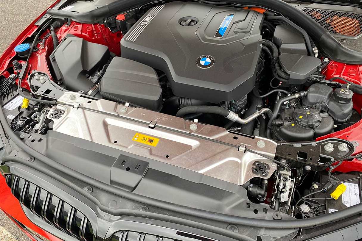 The 330e M Sport has a 2.0-litre petrol engine and an electric motor. (image: Richard Berry)