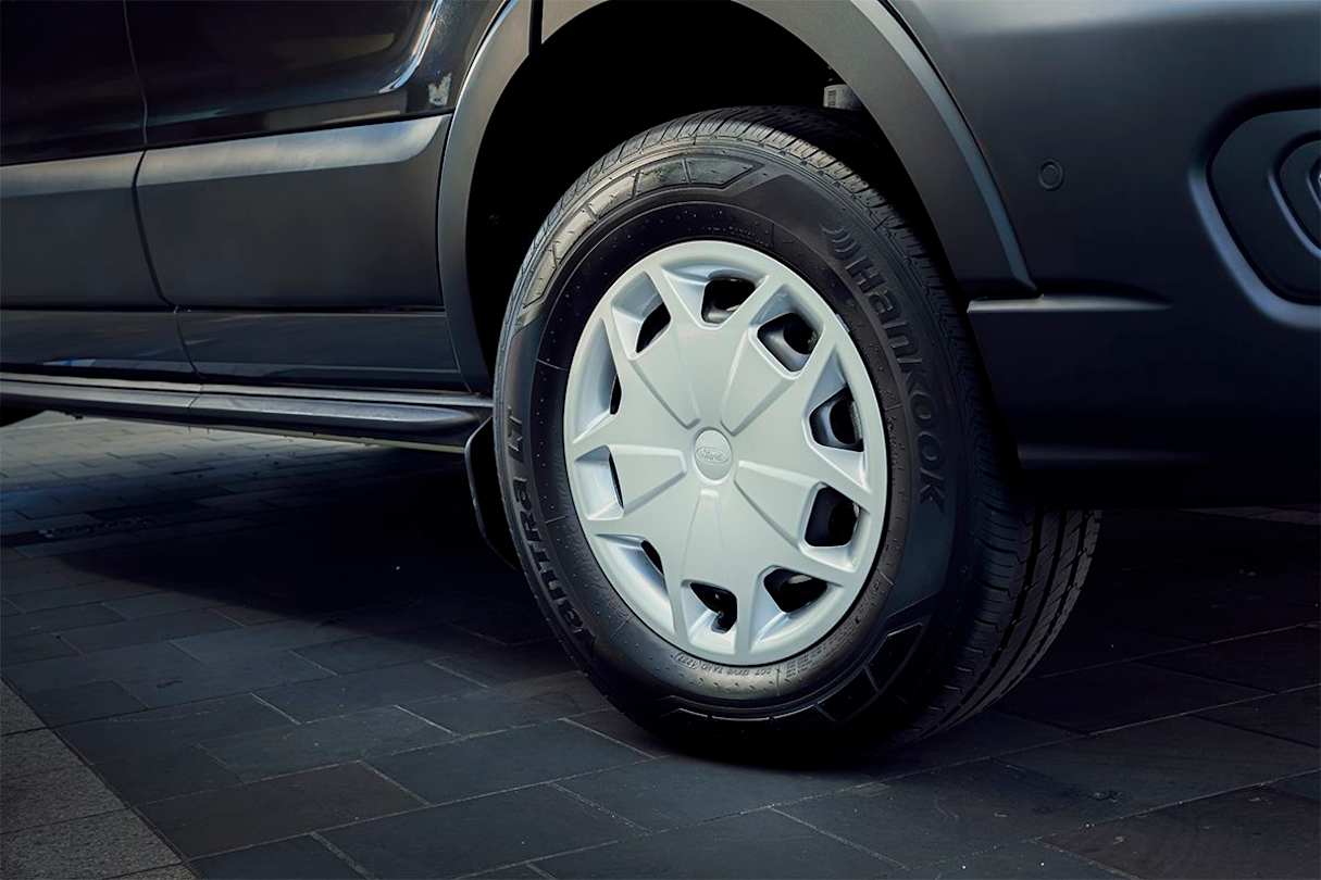 The E-Transit wears 16-inch steel wheels.