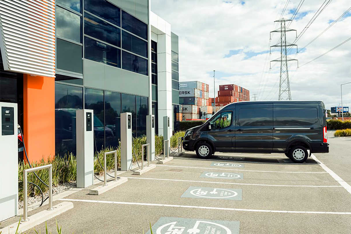 The E-Transit has a 307km range.