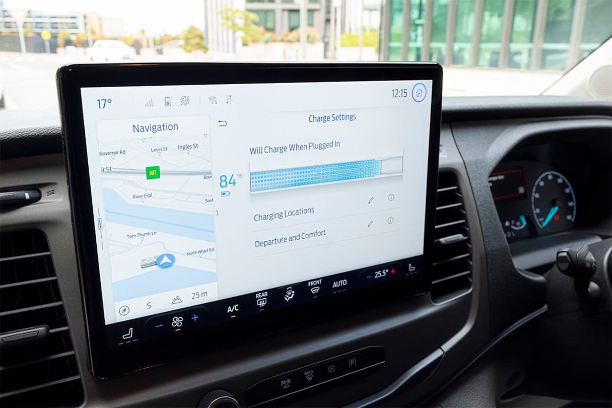 The Transit can be charged from 15 per cent to 80 per cent in 34 minutes.