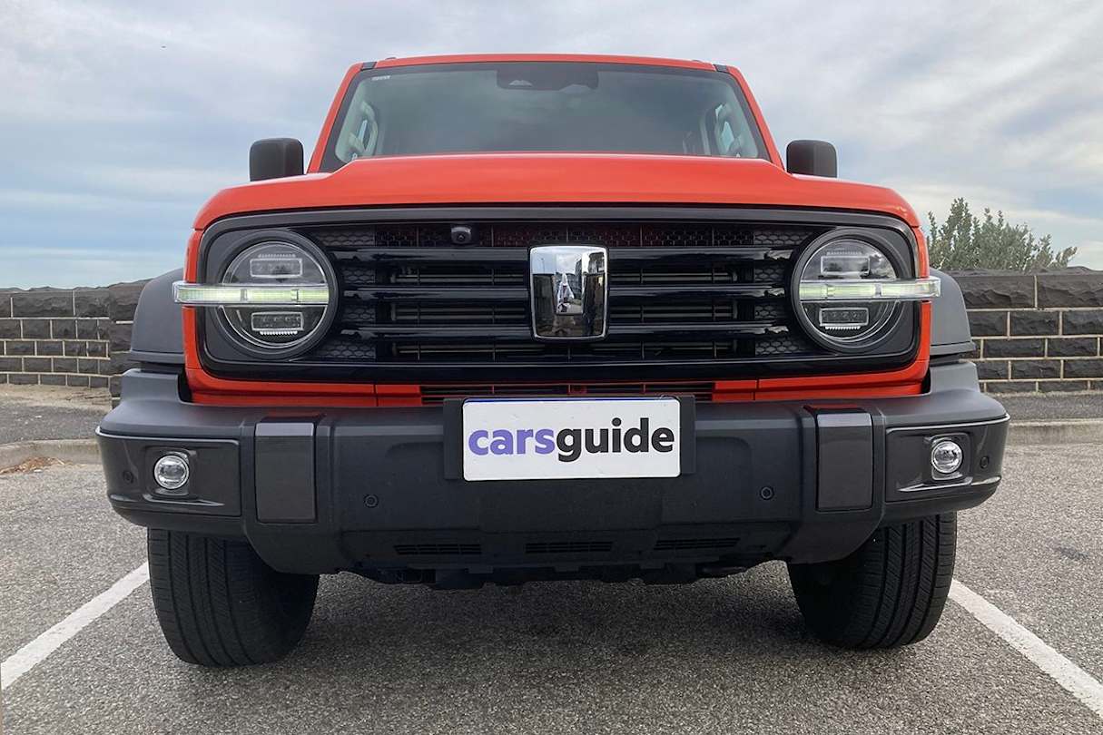 Upfront of the Tank 300 is a simple grille and rounded headlights. (Image: Byron Mathioudakis)