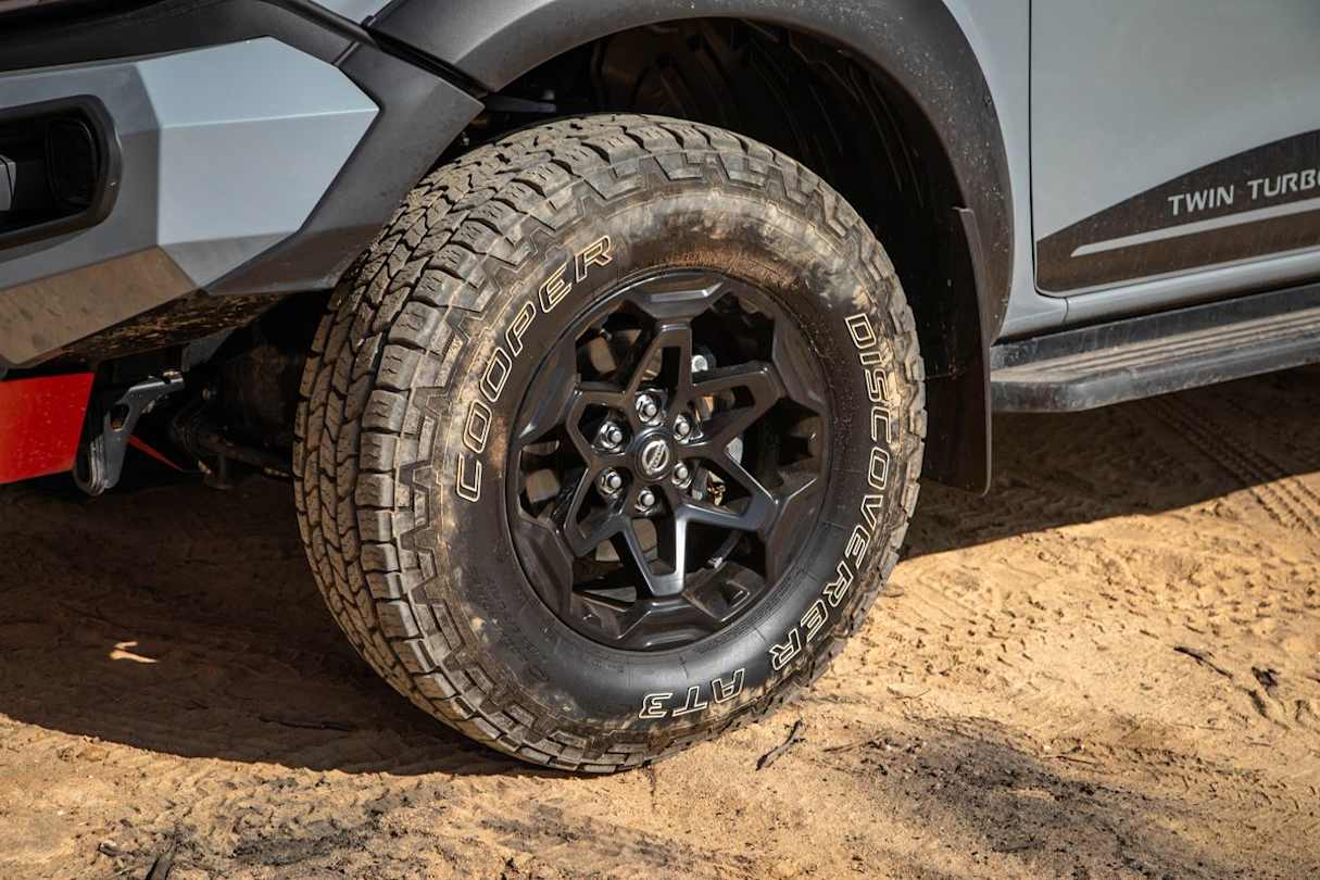 Your choice of tyres, and their pressures, will dictate how easily and safely your vehicle handles any off-road terrain. (Image: Sam Rawlings)