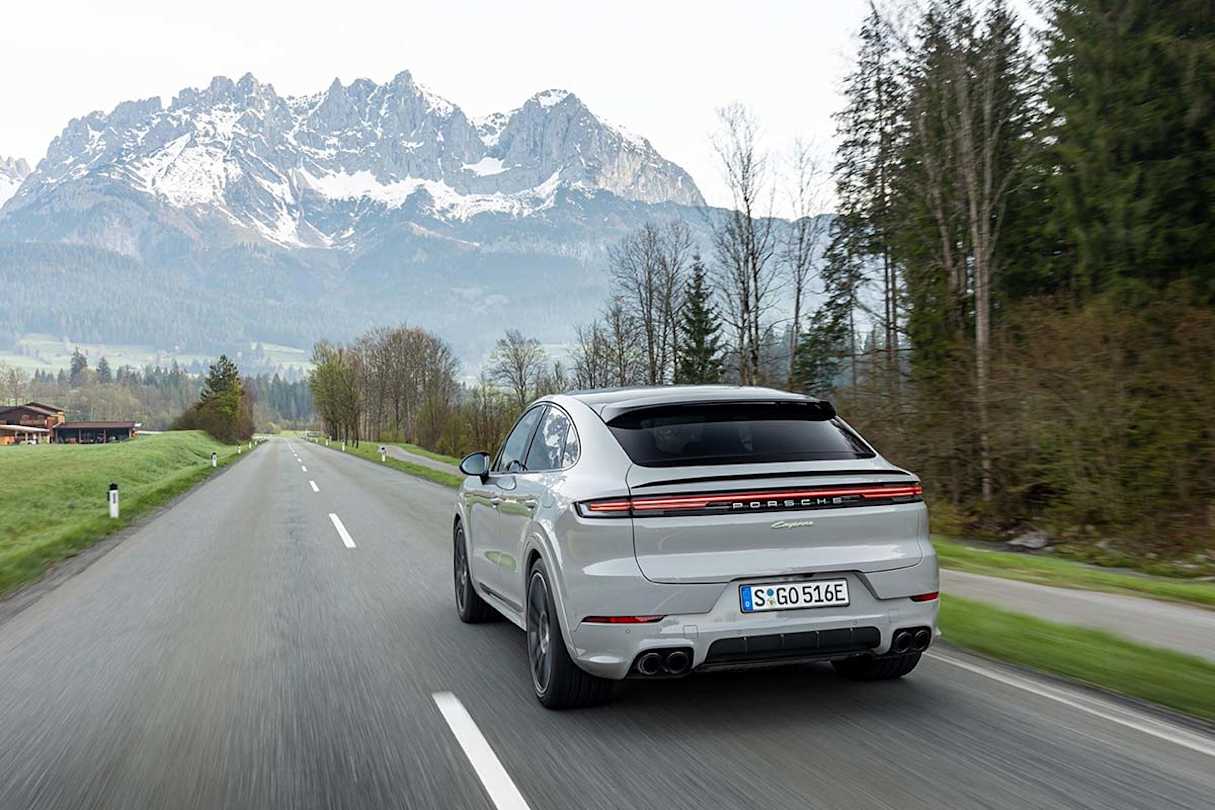 We spent most of the drive from Salzburg to the Austrian Alps in the Cayenne E-Hybrid. (E-Hybrid Coupe pictured)