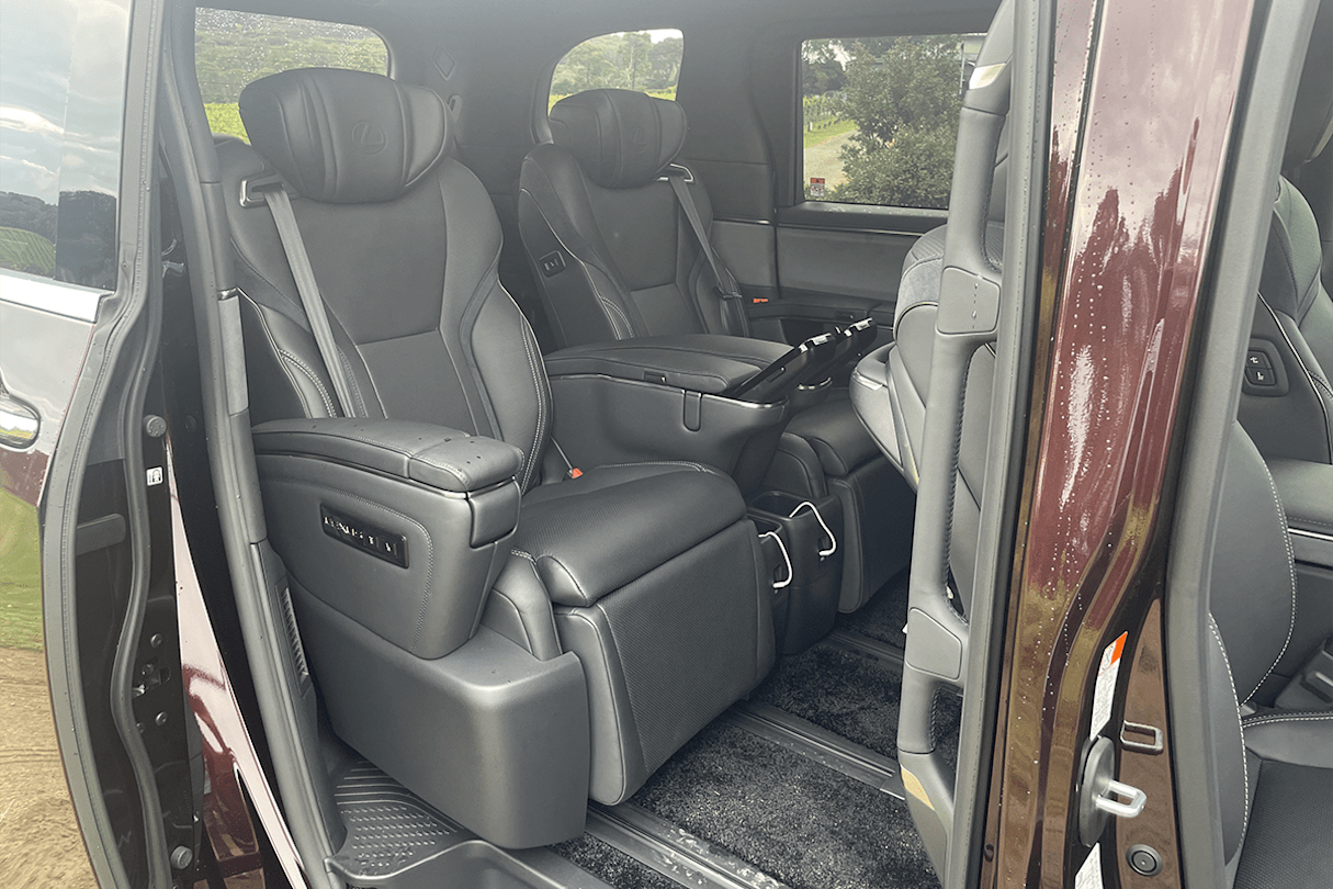 Getting in and out is a breeze thanks to the sliding power doors on both sides. (Image: Tim Nicholson)