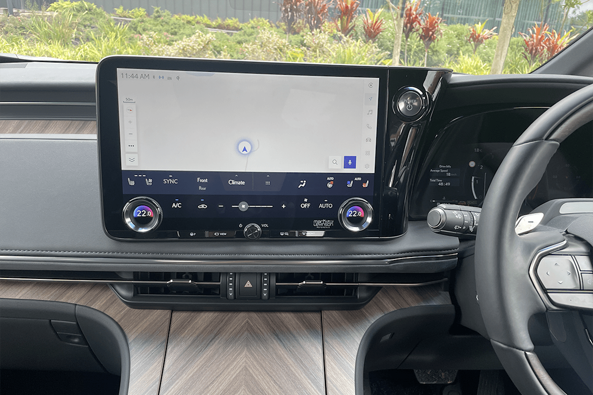The dash is dominated by a large touchscreen that houses Lexus’ latest multimedia setup. (Image: Tim Nicholson)