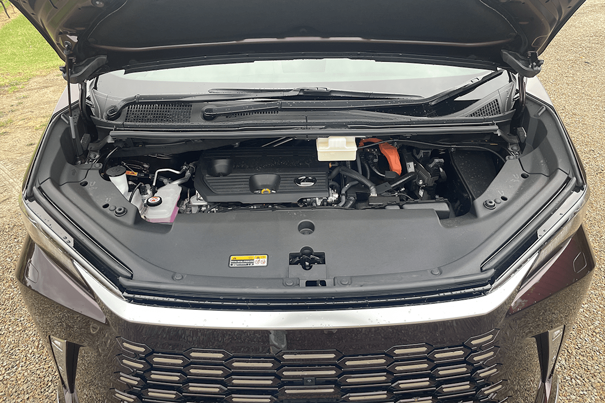 Under the bonnet of the LM350h is a 2.5-litre naturally aspirated petrol engine and a parallel hybrid system. (Image: Tim Nicholson)