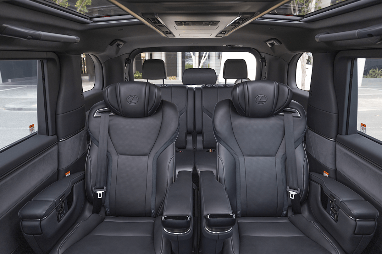 The plush captain’s seats can recline almost flat.