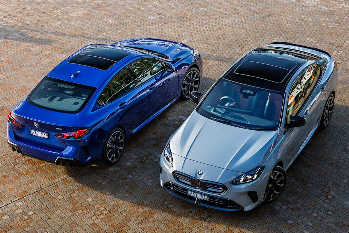 2025 BMW 2 Series Gran Coupe 218 (blue) and M235 (silver)
