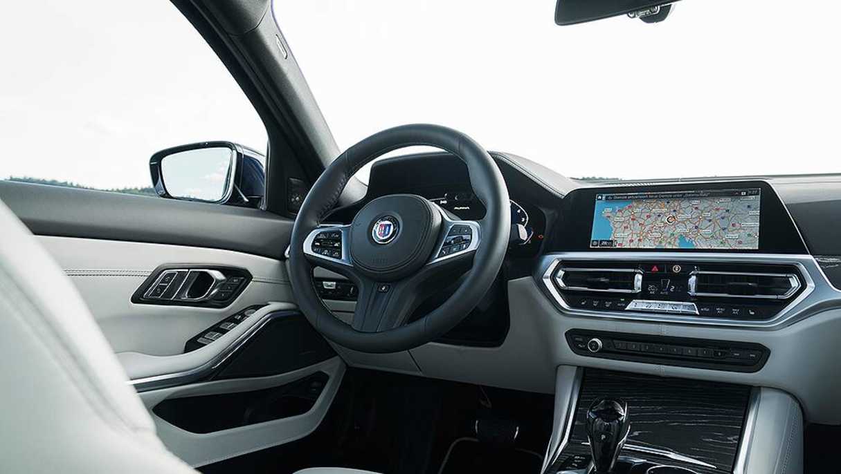The Alpina features a Lavalina leather-clad heated sports steering wheel.