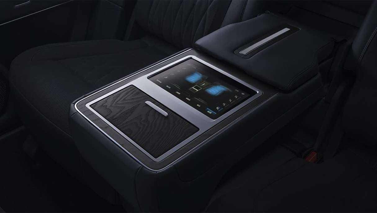 Inside, it’s not all military-tough stuff, with electrically adjustable heated seats, 16-speaker sound system, air filtering and fragrance systems, and even a rear passenger central screen, limo style.