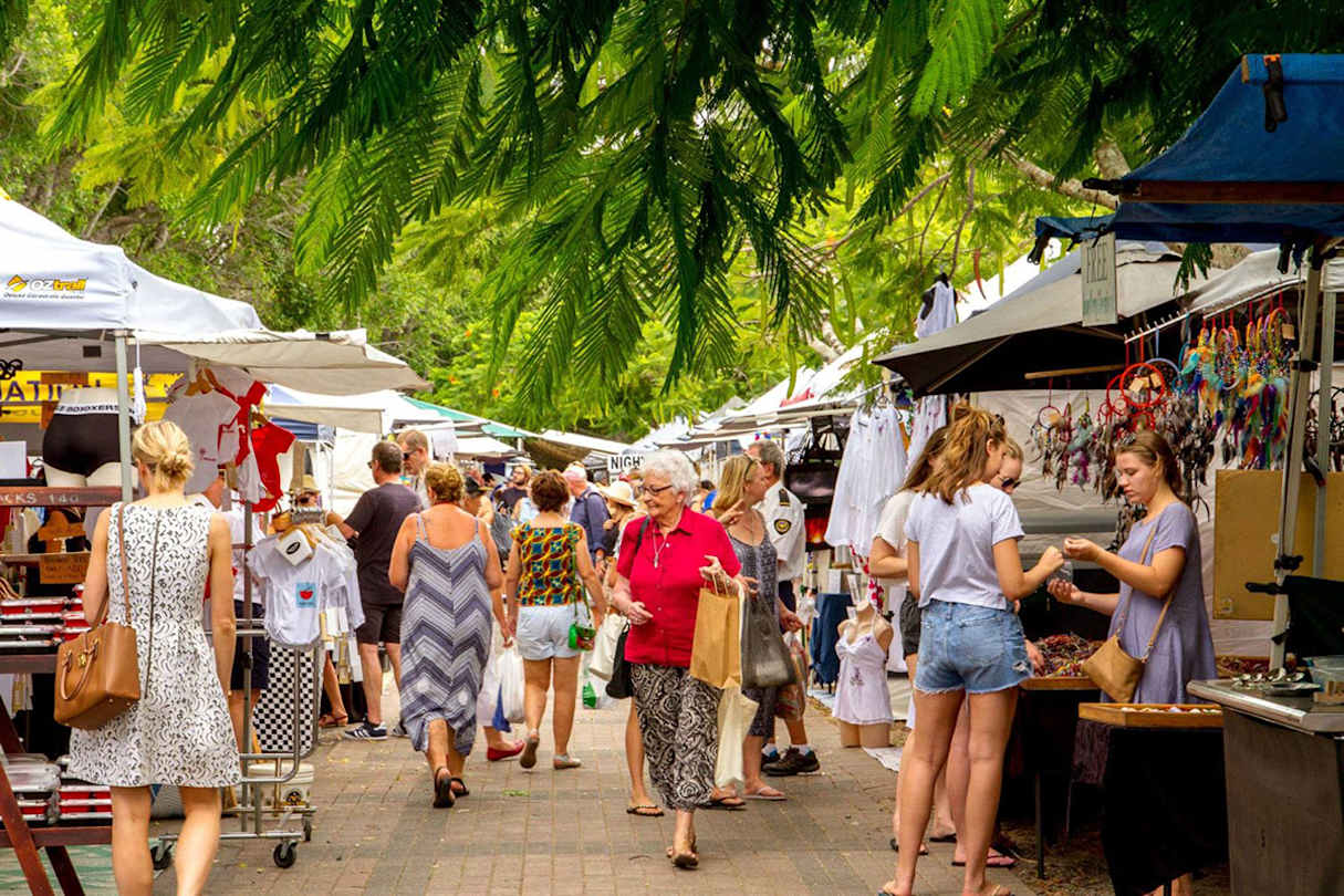 Start your day early and head up the Bruce Highway to the famous Eumundi Markets.
